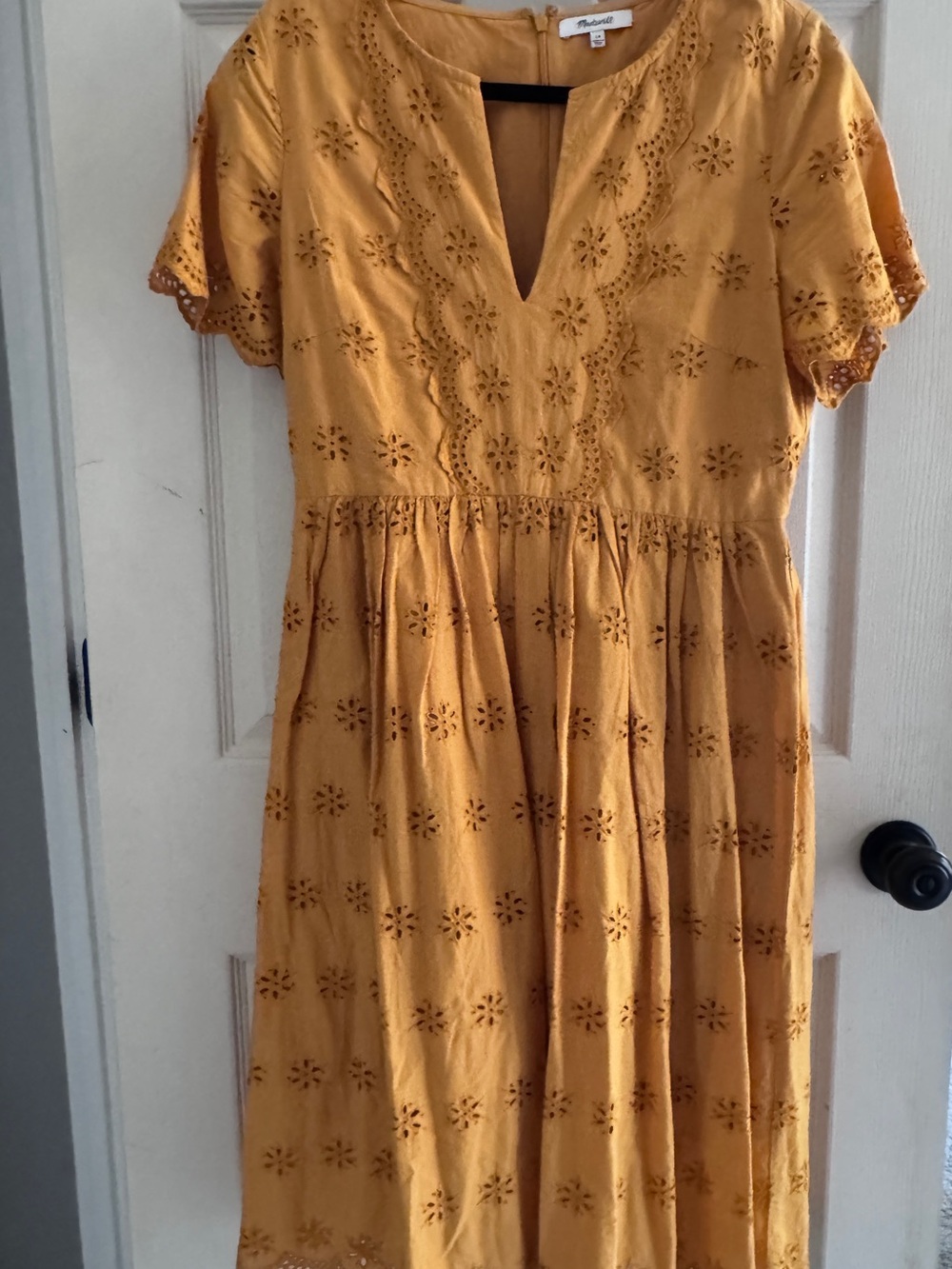 Madewell Mustard Eyelet Midi Dress